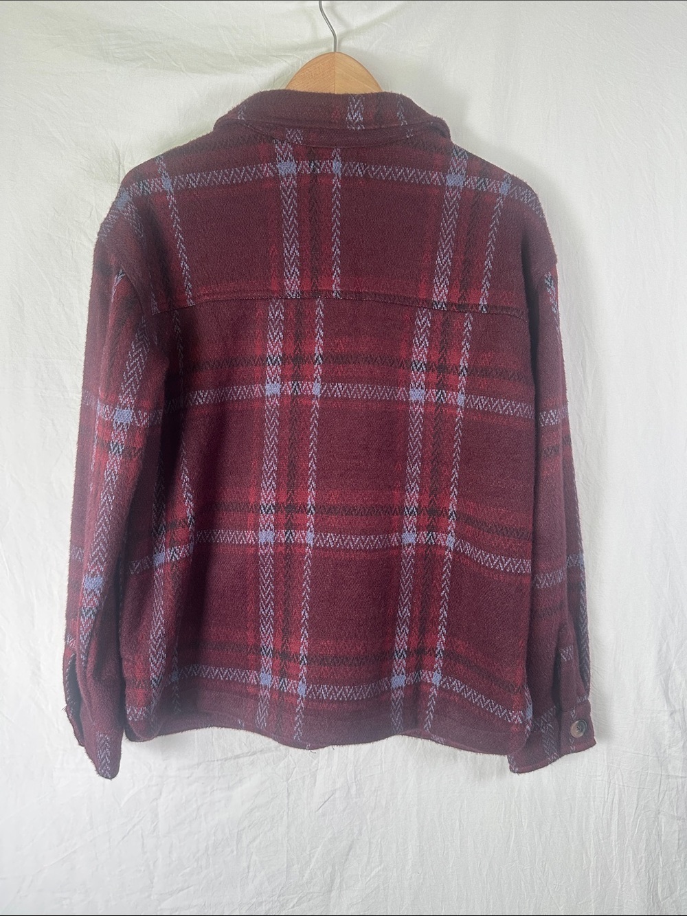 Maurices Burgundy Plaid Button-Front Shacket - Picture 3 of 4